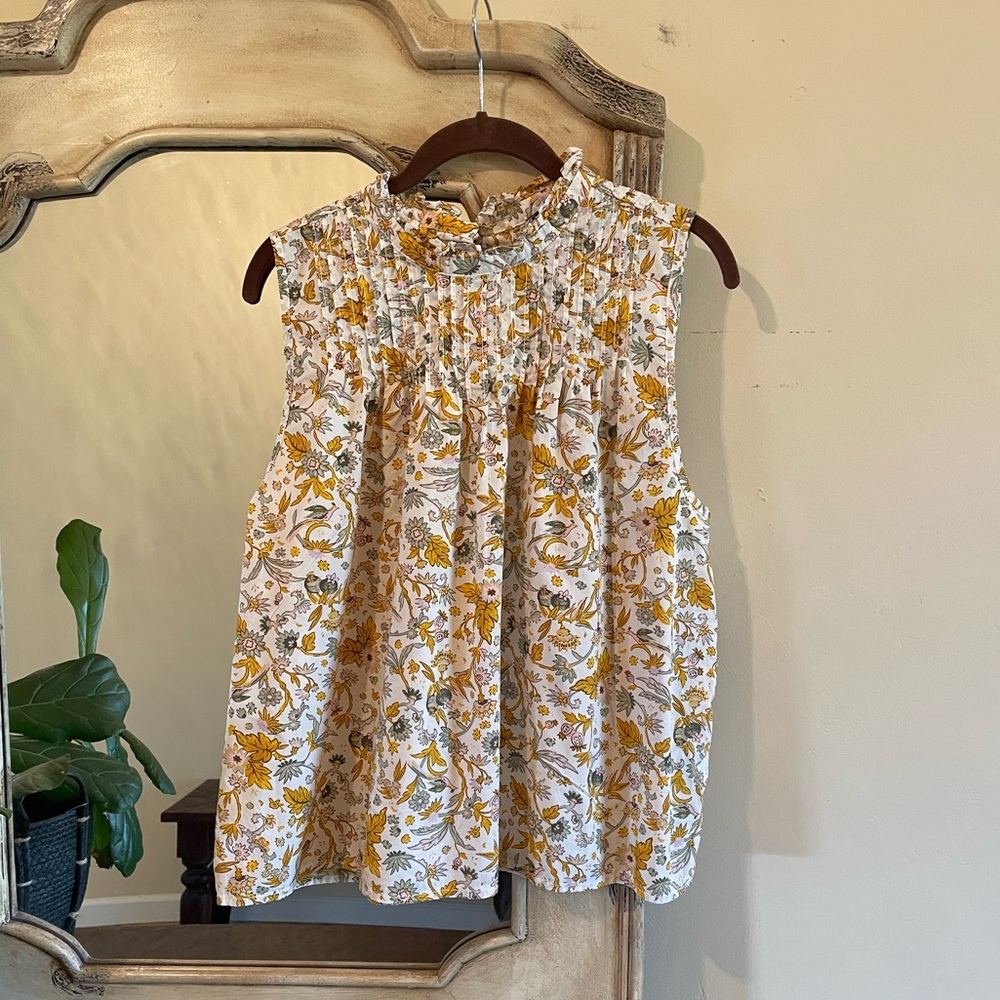 J. Crew Yellow Floral Sleeveless Top